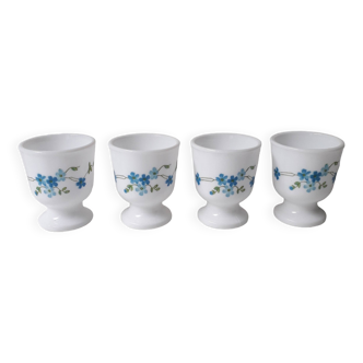 4 Veronica Arcopal forget-me-not egg cups in opaline (A1)