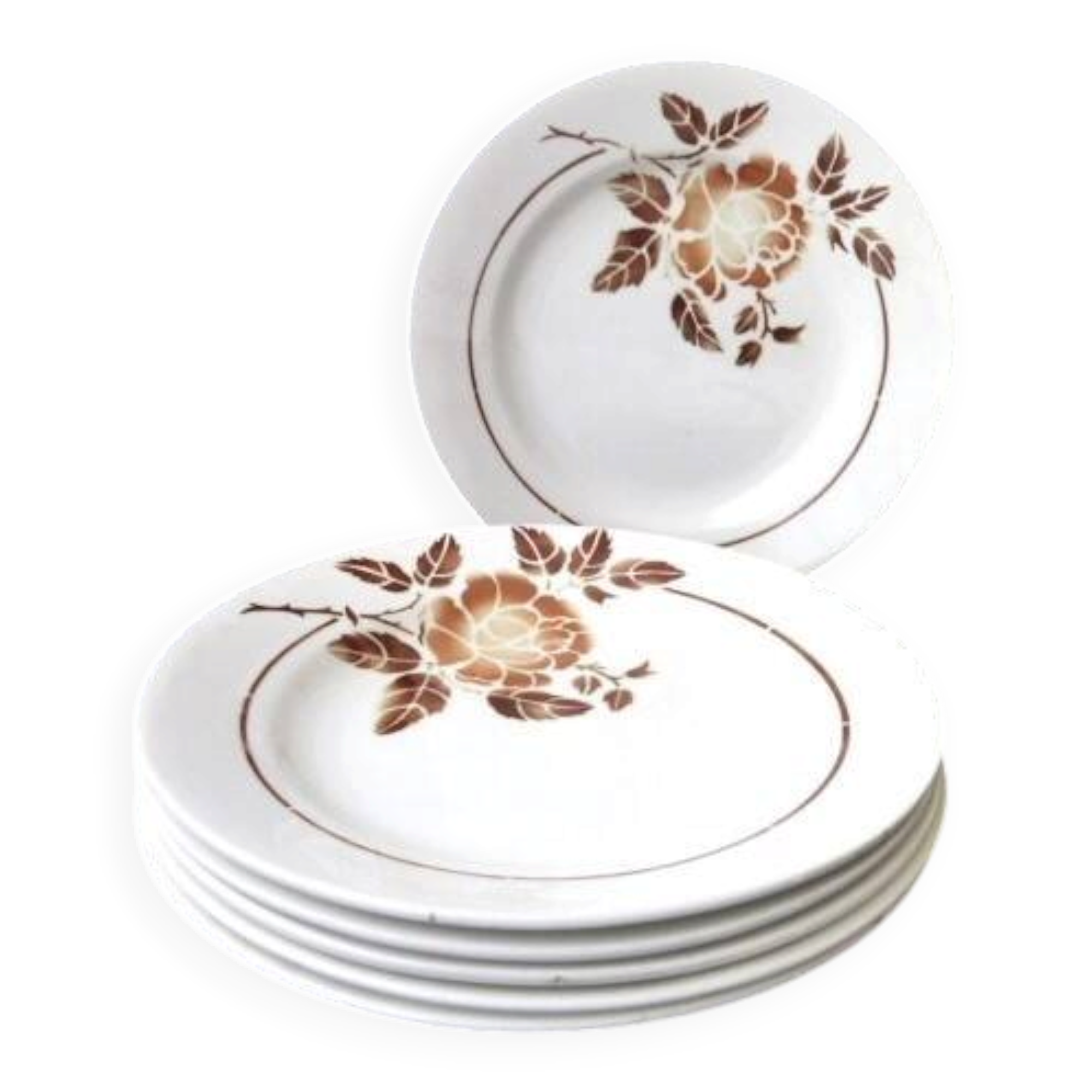 6 flat plates from Saint Amand earthenware Model 4004