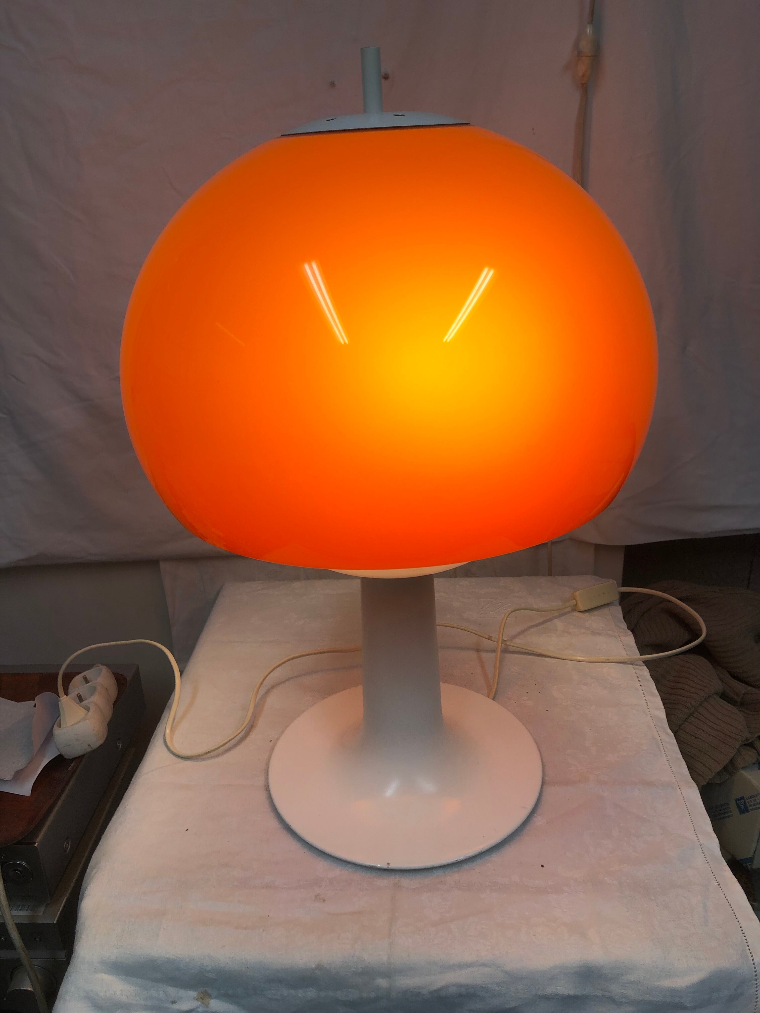 Lampe champignon orange design années 70