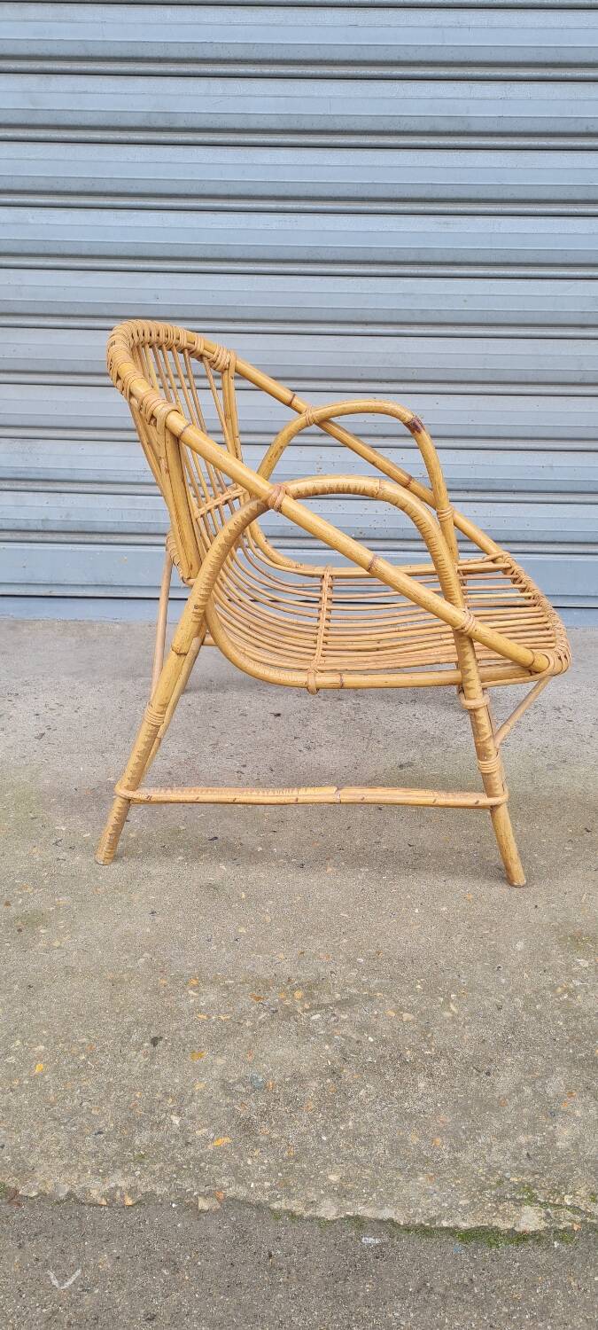 Rattan shell armchair 1960