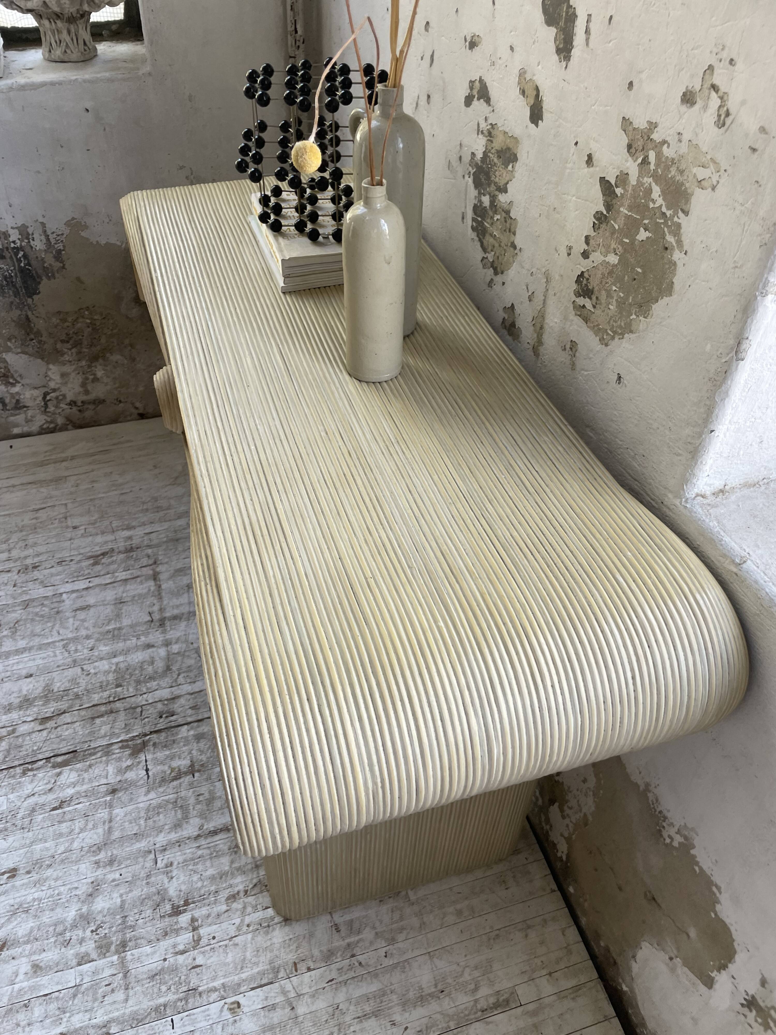 70s console in tropicalist rattan