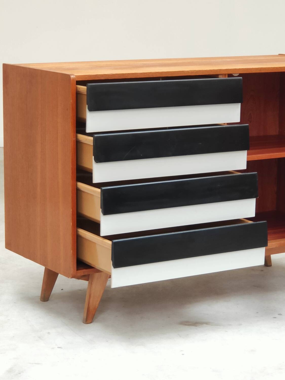 U-458 black and white sideboard by Jiri Jiroutek for Interier Praha