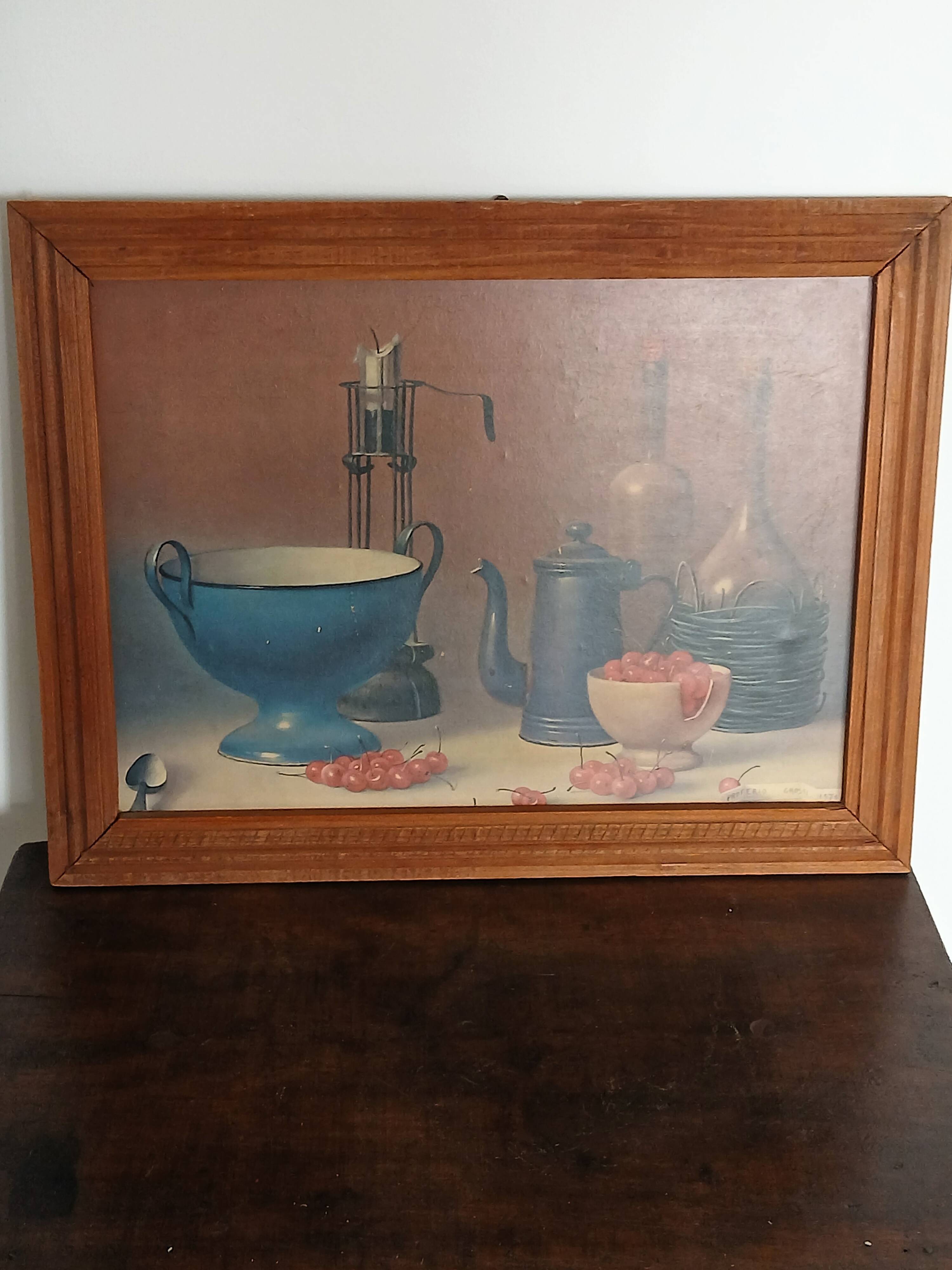 Vintage Still Life Table 1971 – Proferio Grossi – Wooden Frame