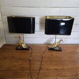 Paire de lampes canard en laiton des années 70