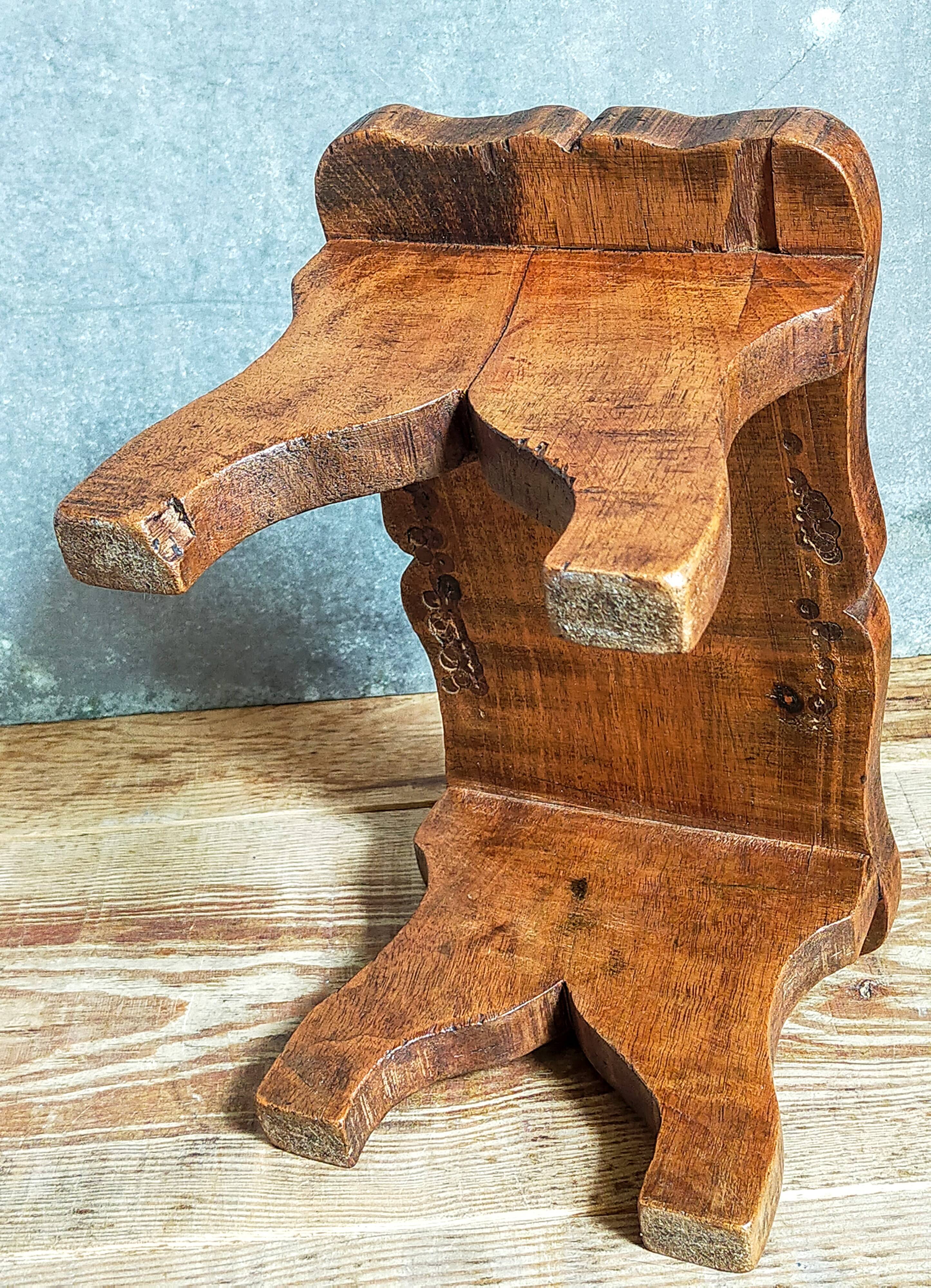 Old solid wood footrest stool