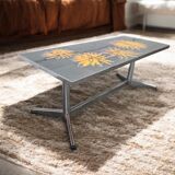 Vintage ceramic coffee table with chrome frame