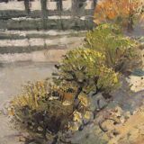 Oil on canvas, wooden Bridge in Camargue, signed