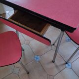 Red vintage formica table and 2 chairs