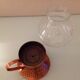 Hammered red copper candle holder and glass/vintage 60s/70s