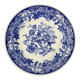 Antique blue earthenware dish with floral and bird decoration, early 20th century