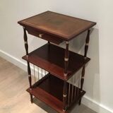 Table d'appoint en acajou, cuir et laiton