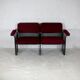 Black honeycomb steel sofa, burgundy fabrics, Italy, circa 1970