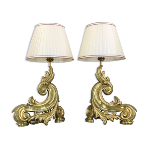Paire de chenets en Lampe