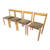 Chaises de salle à manger vintage Miroslav Navratil : Tchécoslovaquie des années 1970, tissu gris