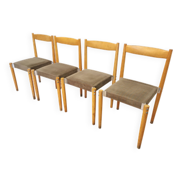 Chaises de salle à manger vintage Miroslav Navratil : Tchécoslovaquie des années 1970, tissu gris