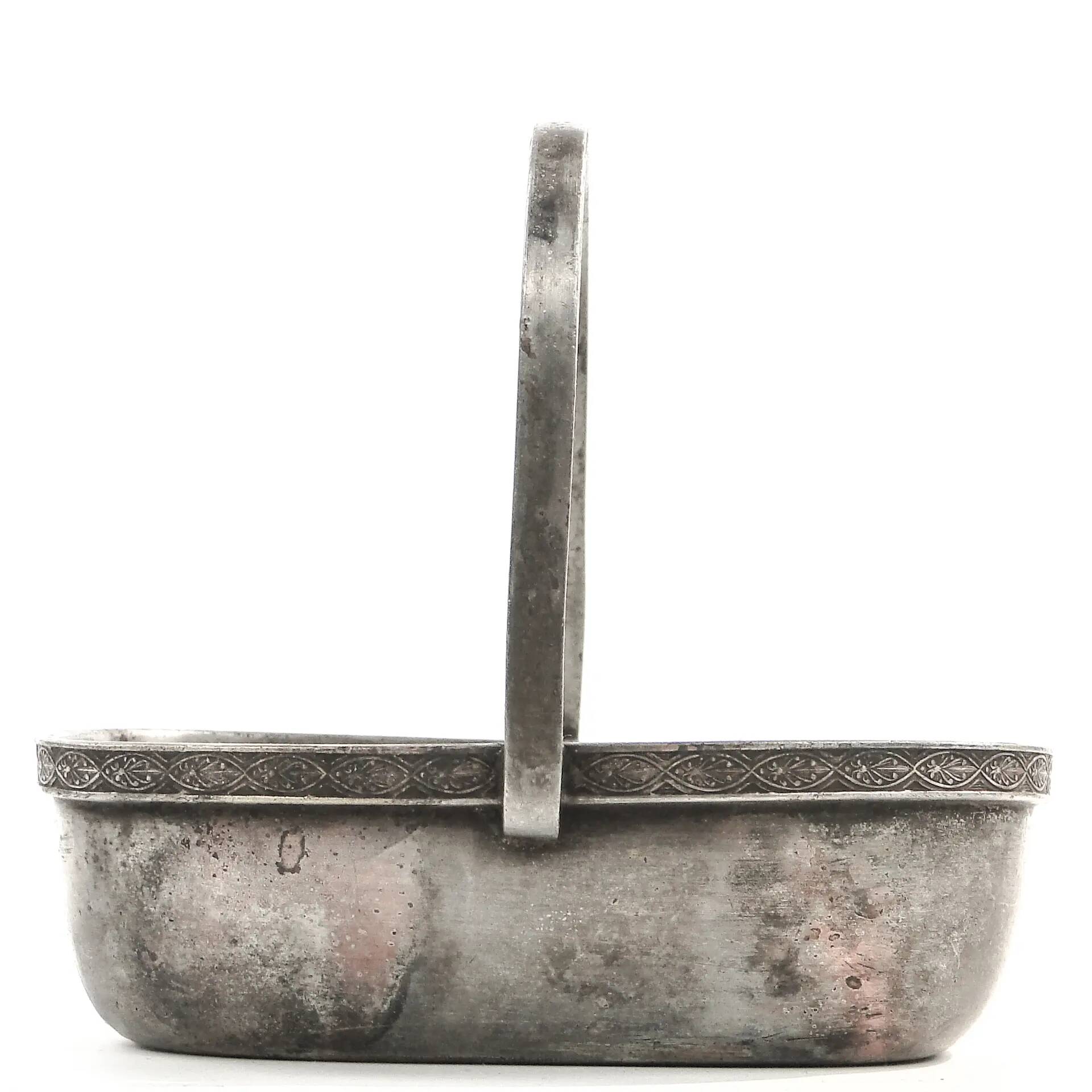 Art Deco nut basket, silver-plated metal, Norblin, Poland, 1930s