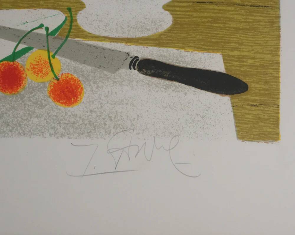 Yves Ganne: Still Life with Pears, original signed lithograph