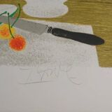 Yves Ganne: Still Life with Pears, original signed lithograph