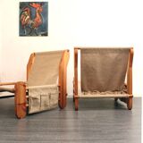 Two 1970s Italian vintage design armchairs, brutalist style