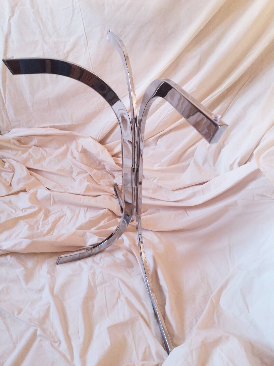 Vintage 1970s glass and chrome wall console