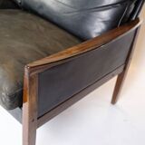 3. Pers Sofa Made In Rosewood & Black Leather Cushions By Hans Olsen From 1960s