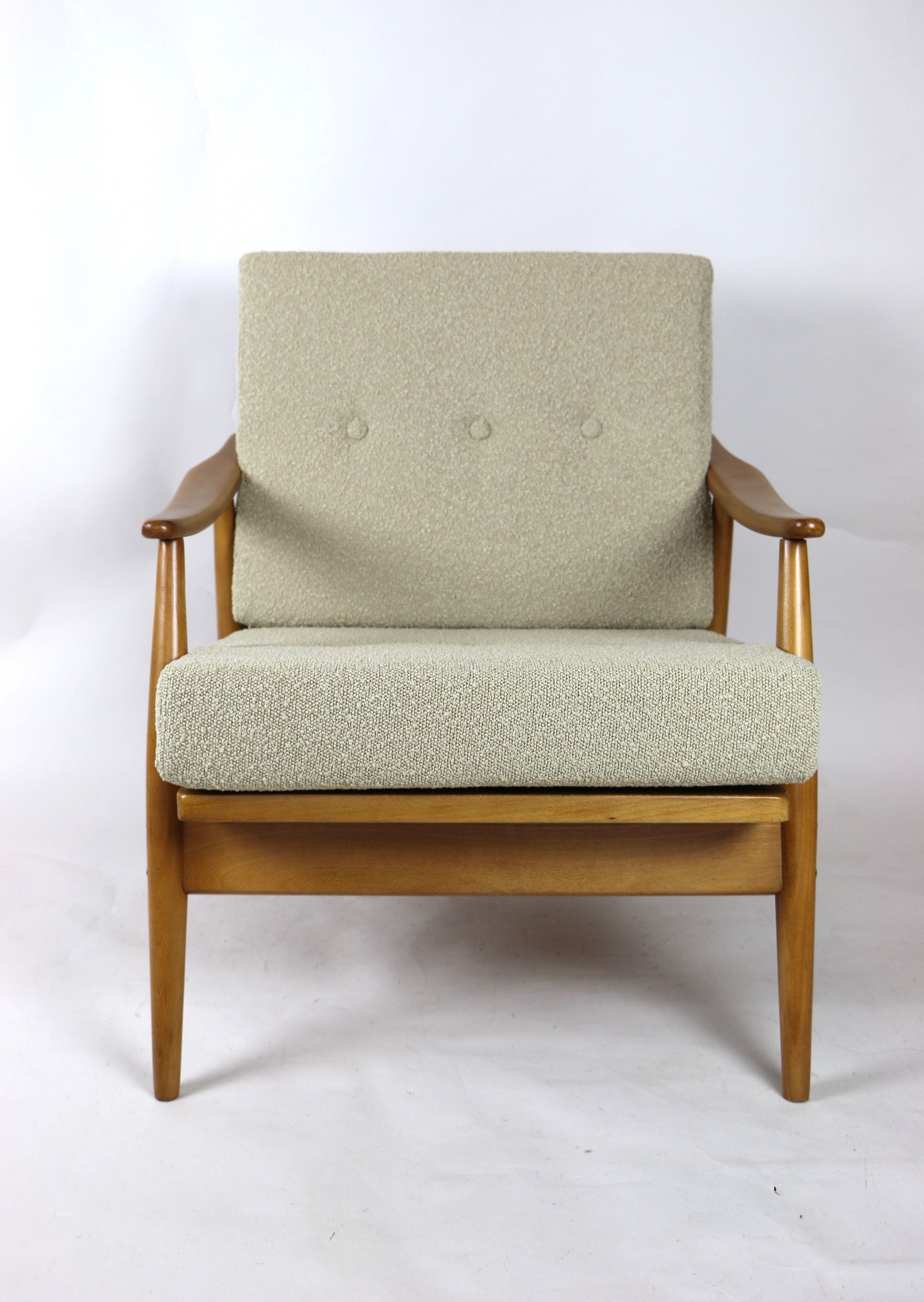 Beige boucle german bund armchair, 1970s