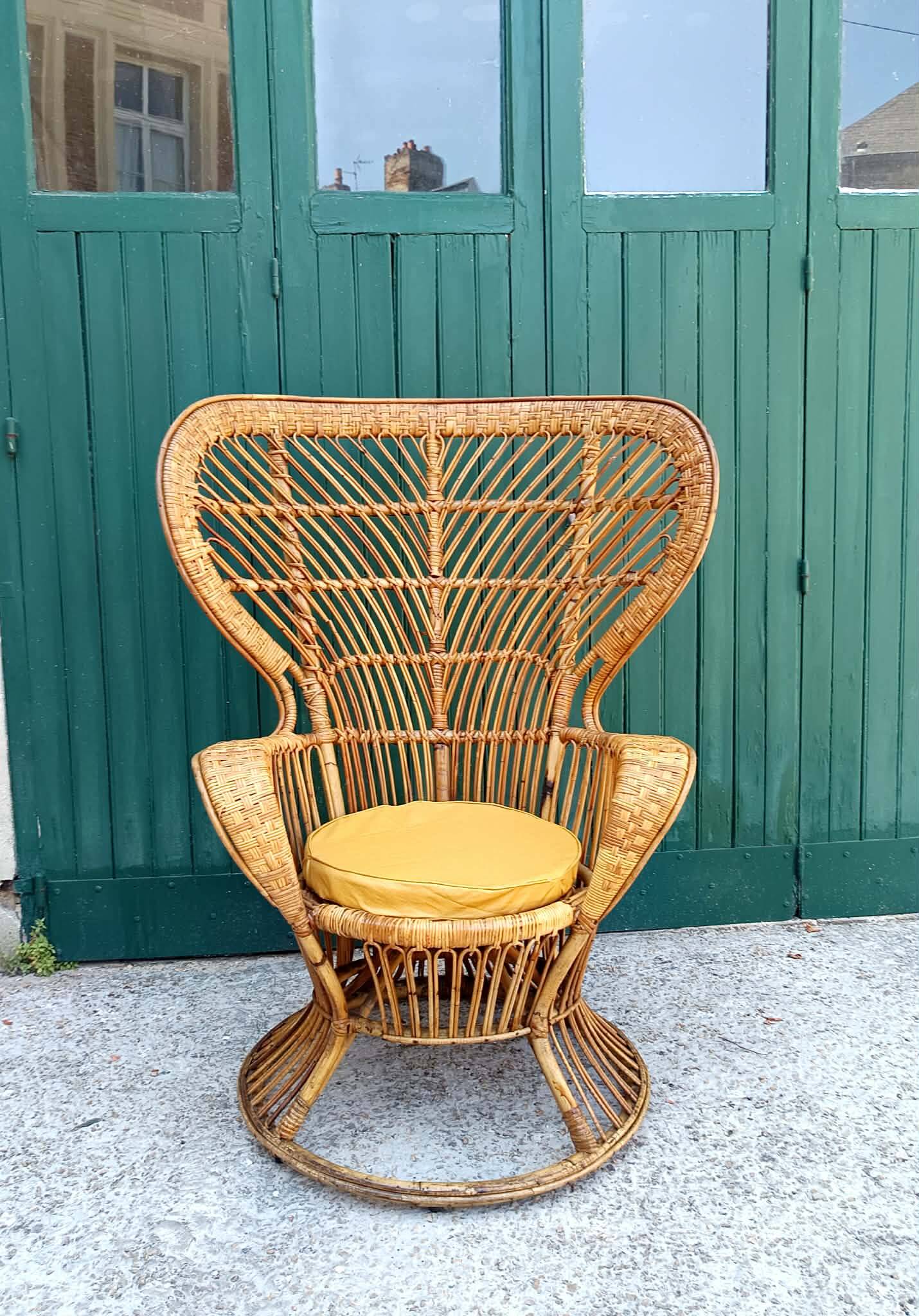Fauteuil Emmanuelle en rotin par Gio Ponti, Italie 1960