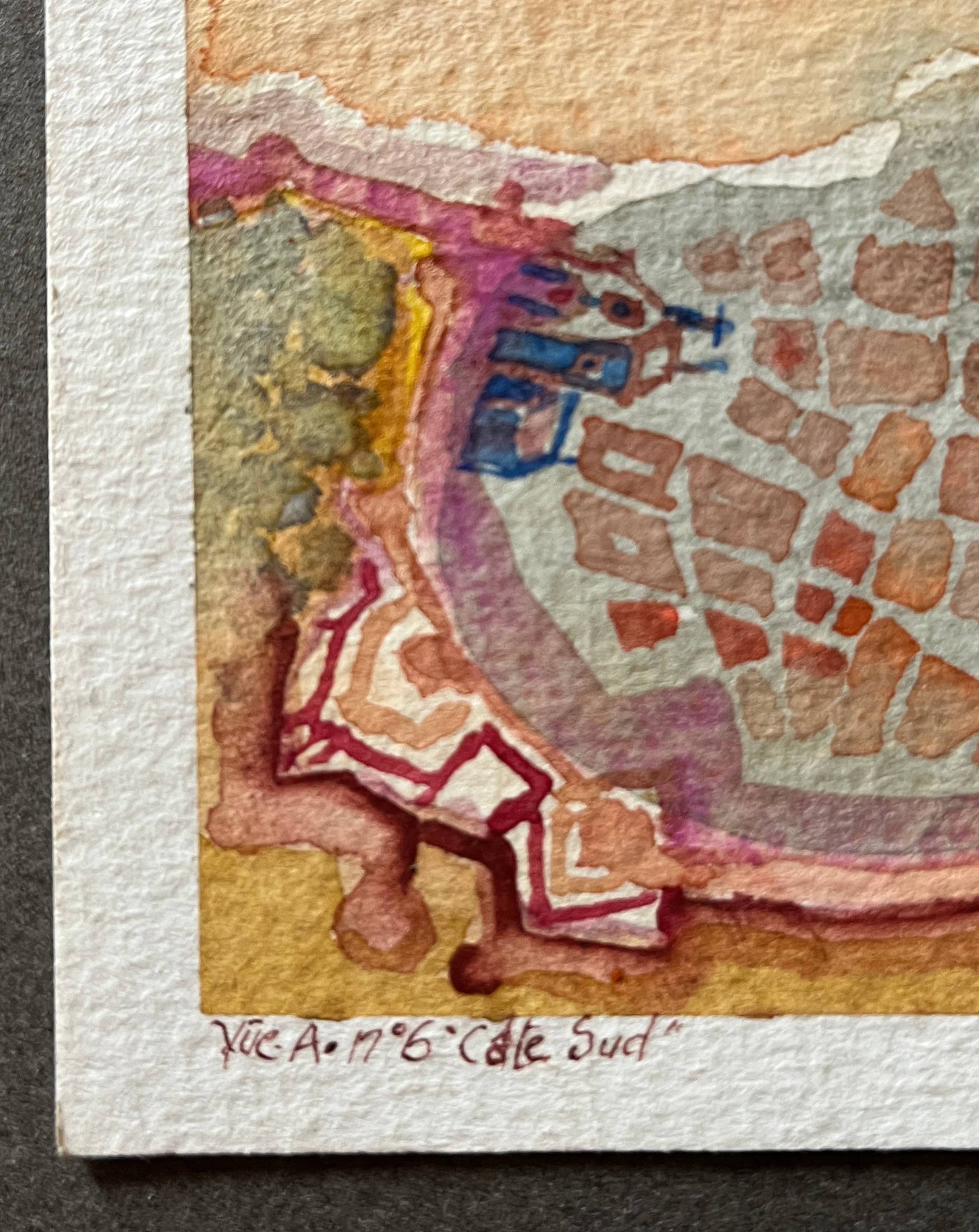 Set of 7 watercolor paintings signed B. Lévêque Burgundy Brittany