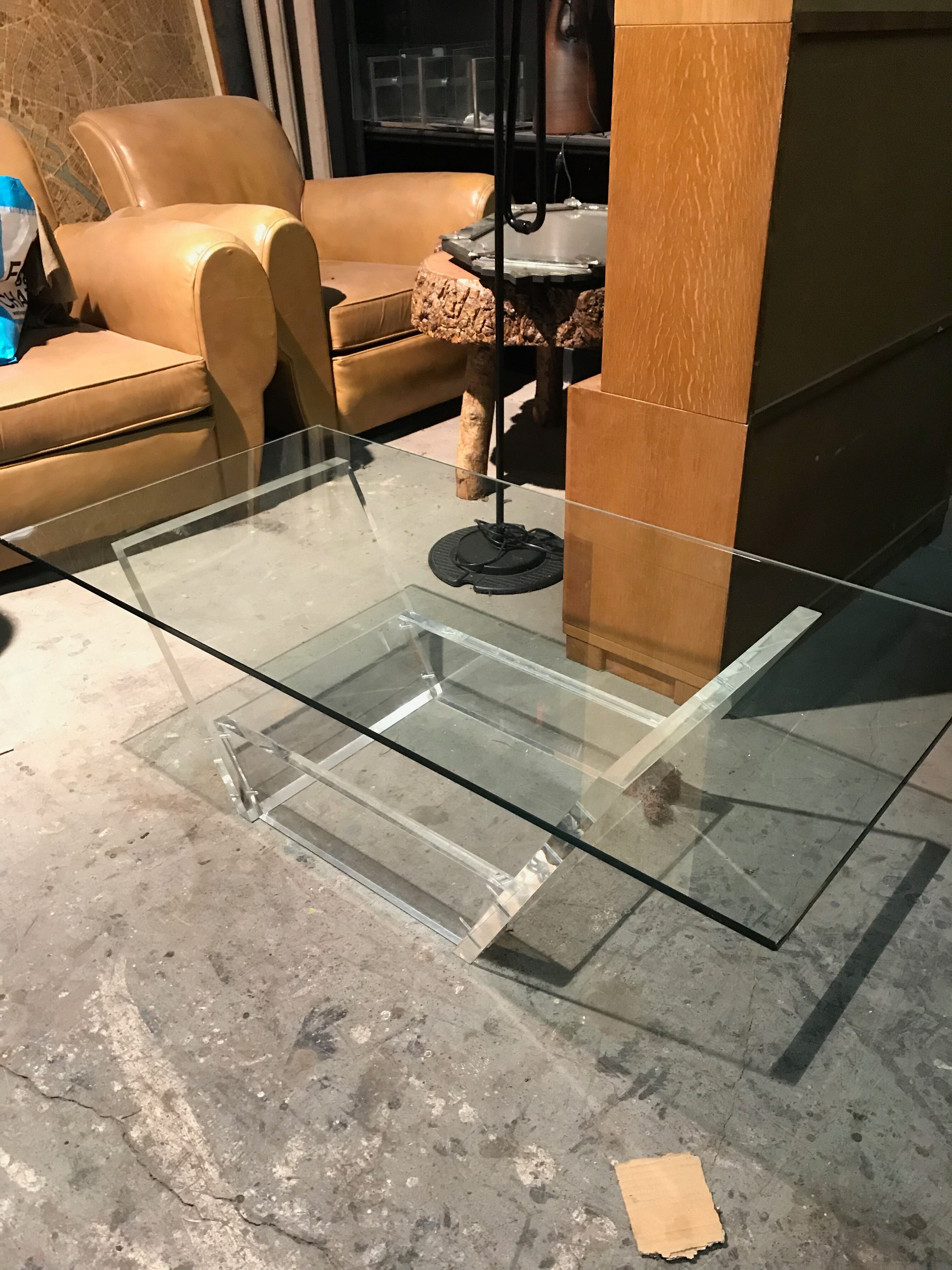 David Lange plexiglass coffee table