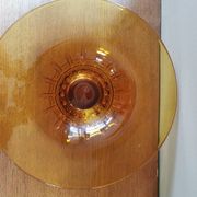 Large Amber Art Deco Glass Bowl