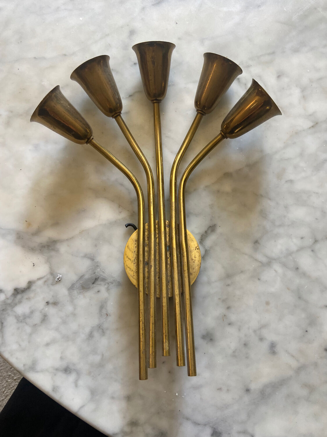 Wall lamp 5 burners brass 50s