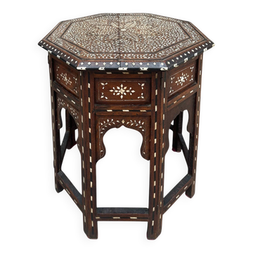 Hoshiarpur octagonal side table, rosewood, mother-of-pearl and bone, 1880