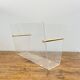 Porte-revues design par David Lange – Plexiglas et laiton – Vintage