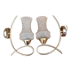 Pair of vintage brass and chiseled glass sconces - 50s