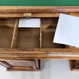 Bureau du début siècle style Victorien en bois et feutre vert anglais Maison Briotet