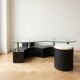 Vintage 1970s coffee table with 2 nesting poufs.