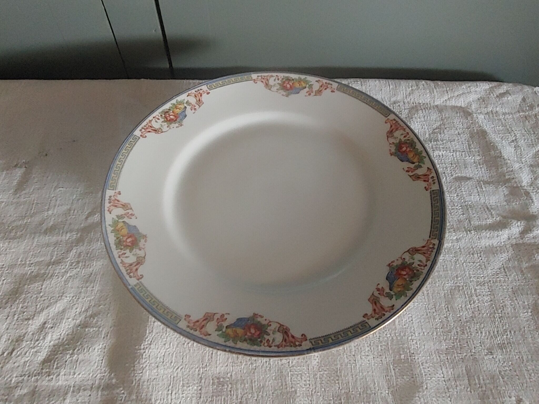 Standing plate porcelain of limoges flower baskets, fruits - beginning 20th