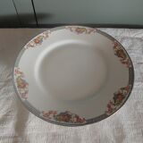 Standing plate porcelain of limoges flower baskets, fruits - beginning 20th