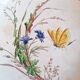 Compote dish/round bowl on foot Sarreguemines Butterfly decoration