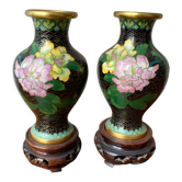 Paire vases cloisonnés chinois 2ème moitié xxème