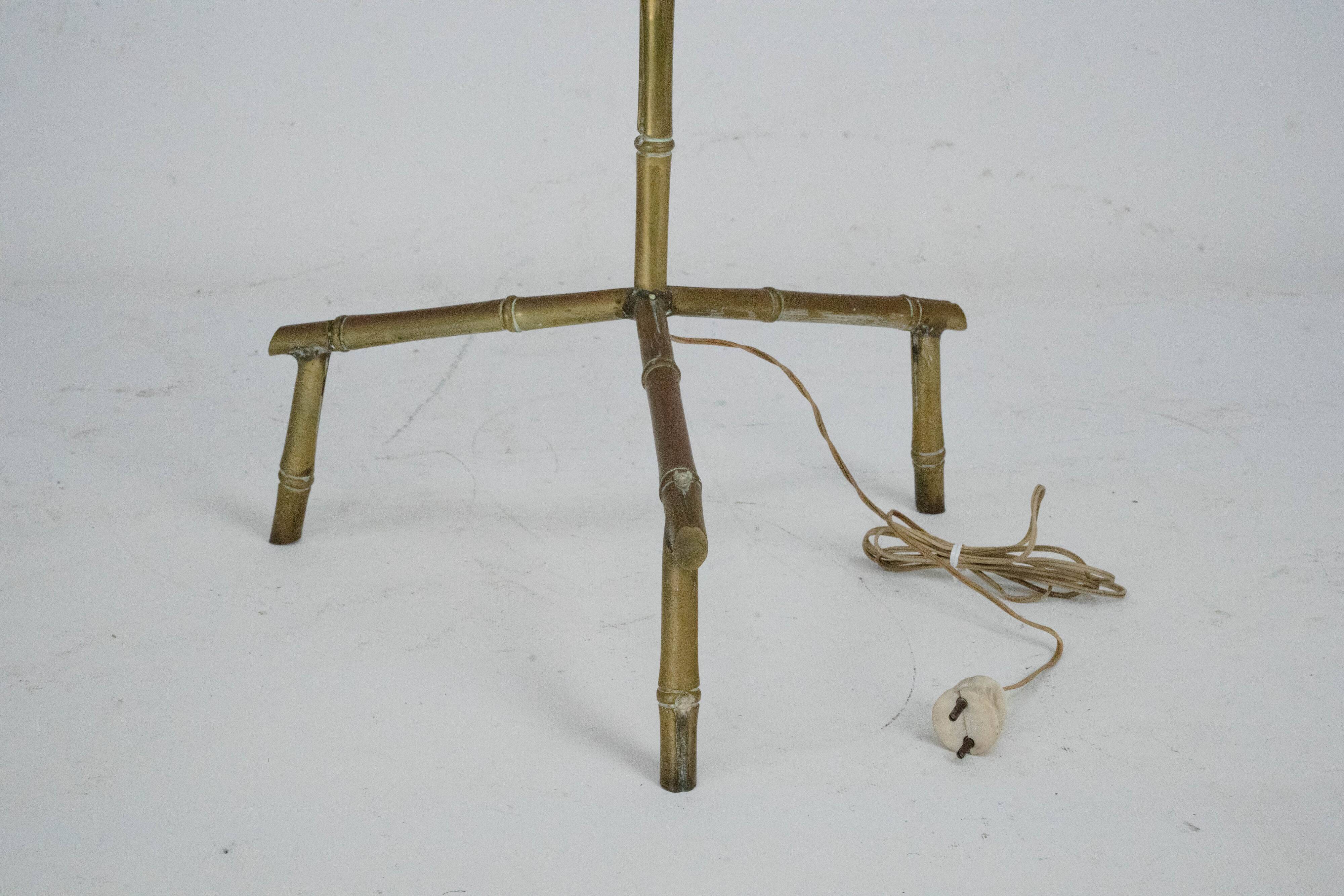 Mid-Century Italian Solid Brass Faux Bamboo Floor Lamp, 1960s
