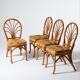 Set of 4 rattan and floral fabric chairs