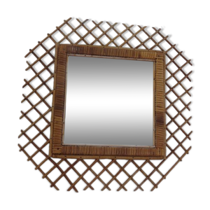 Miroir en rotin hexagonal