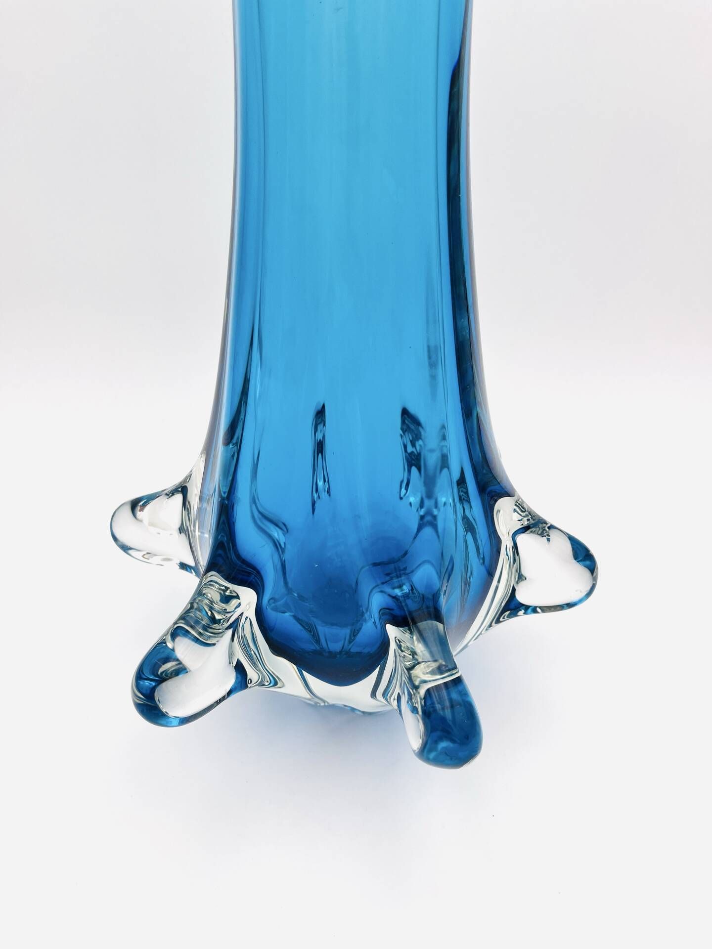 XXL Murano Vase Fratelli Toso Sommerso Blue 44cm 4.7kg Labelled 70s