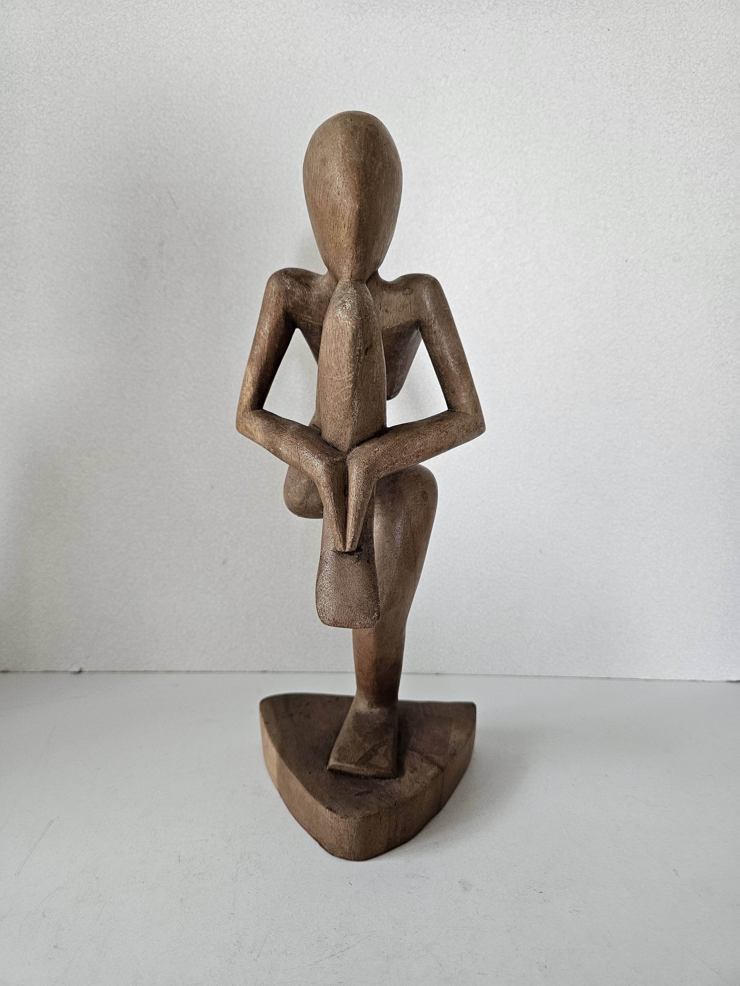 Wooden sculpture / statuette Zen character Yoga position
