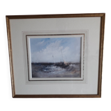 Ancient painting depicting a seascape.