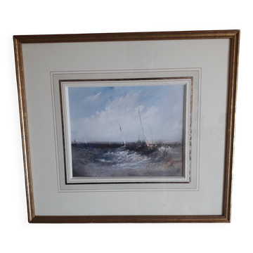 Ancient painting depicting a seascape.