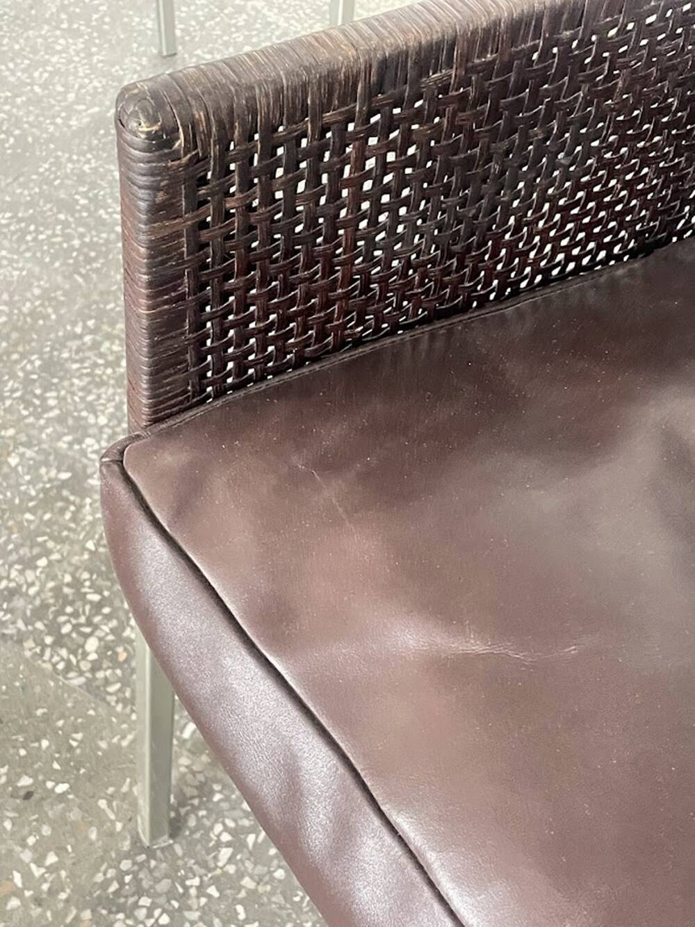 Pair of Karl-Friedrich Förster Leather and Rattan Chairs Germany 1990s