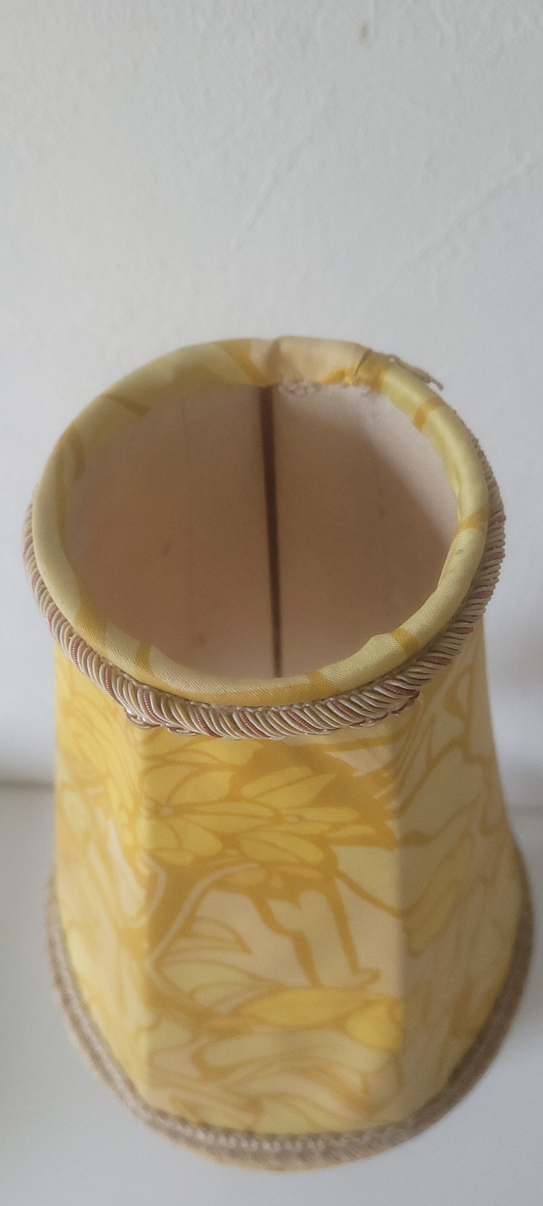 Vintage rattan lamp with yellow shade