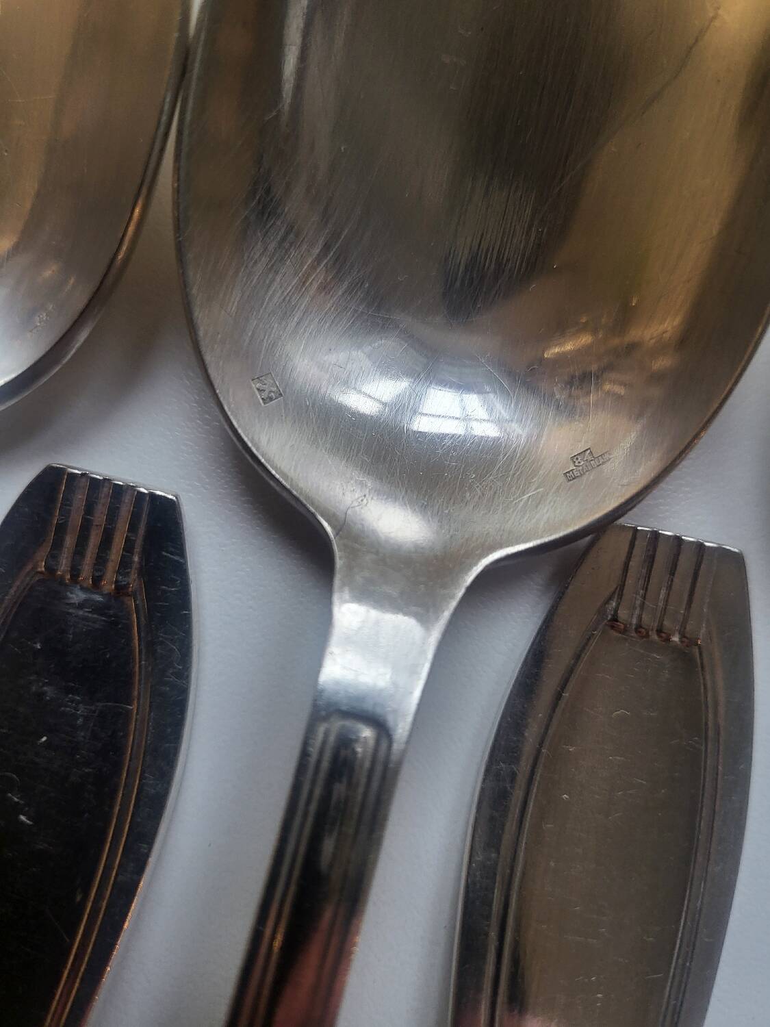 12 manufrance white metal table spoons